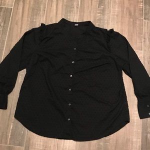 OLD NAVY. black polka dots button down.